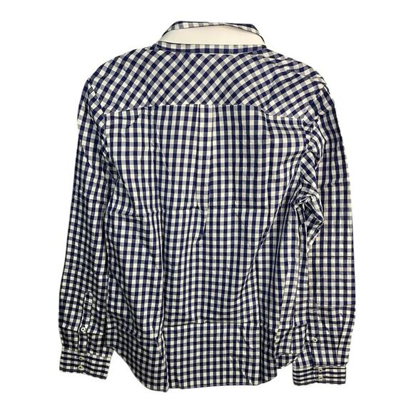 UNTUCKit Women's Gingham Blue and White Long Sleeve Button Up Shirt Size 10 NWT - Picture 5 of 11
